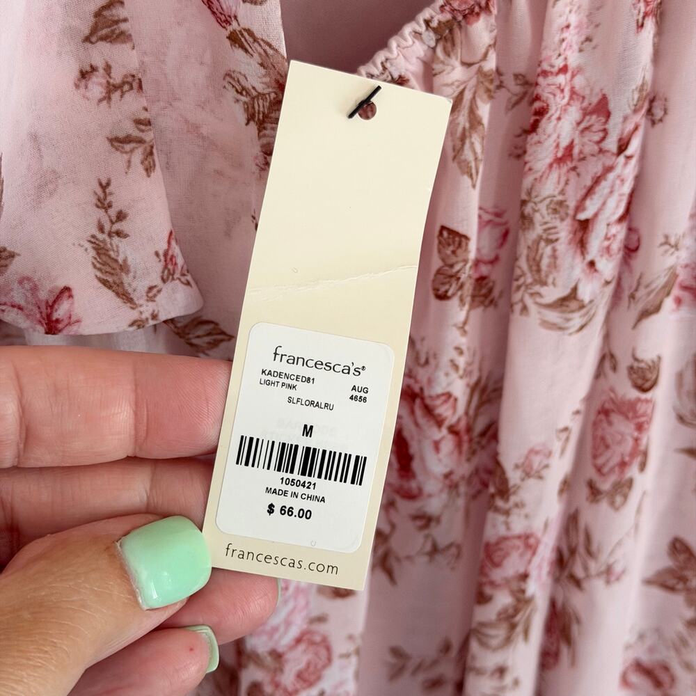 Audrey Parks Francesca's Floral Maxi Dress M Pink Cottage Feminine Romantic NWT - Picture 6 of 9